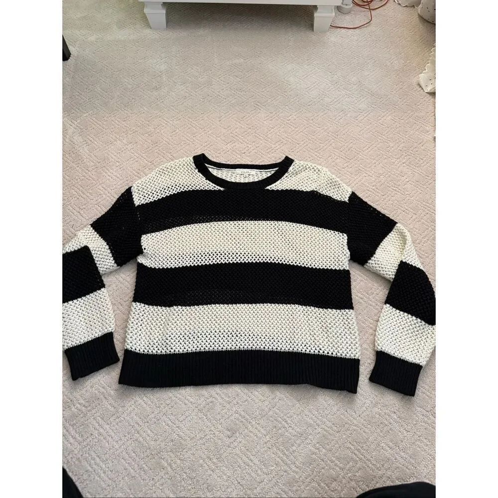 Z Supply Black & Cream Stripe Pullover Sweater